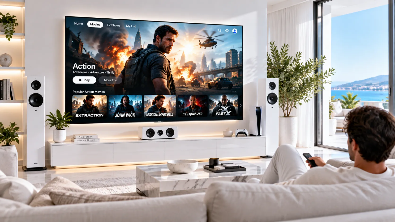 TiviMate-App auf Fire TV Stick mit Xtream-Codes-Einrichtungsmaske und EPG-Vorschau